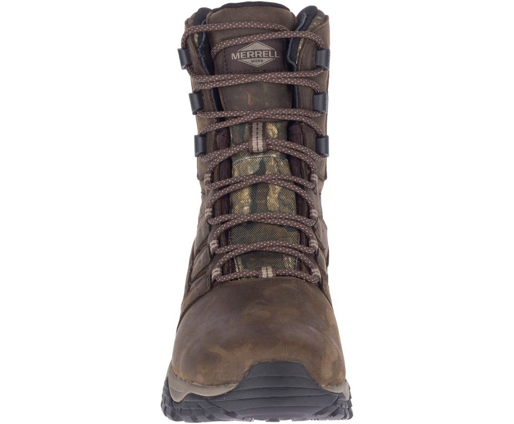 Merrell Work Boots Brown - Moab Timber 8\" Waterproof SR - Mens 35VBQYCMZ